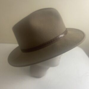 Irvine Park Men's Fedora Hat w/Brown Band 100% Wool Felt Size small